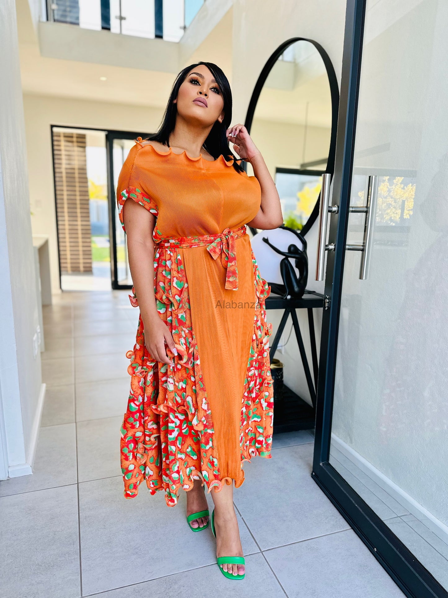 Jamala Orange Multicolor Dress