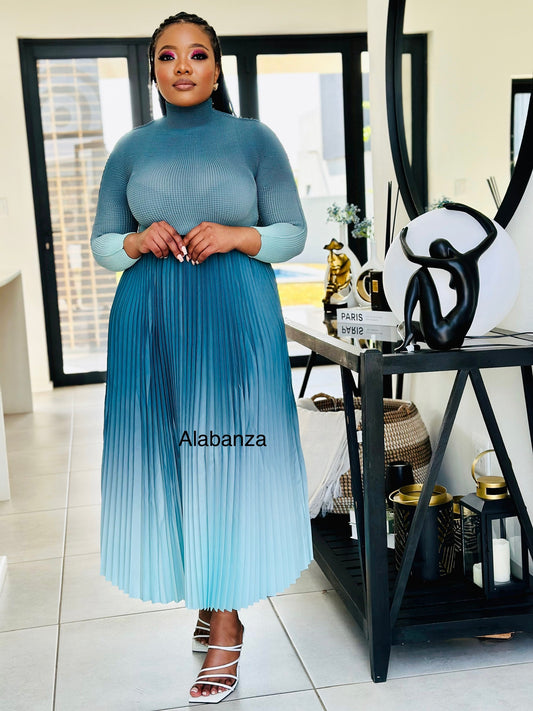 Zari Turquoise Ombre Pleat Set