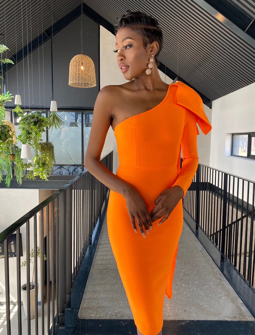 Orange hotsell bandage dress